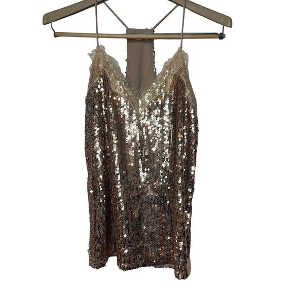 La Miel Tank Size S Blush Sequin Top - Picture 2 of 8